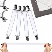 Organizery na łóżeczko - KLIPSY klips NACIĄGAJĄCE 4SZT DO PRZEŚCIERADŁA METALOWE KLAMERKI Z GUMKĄ - miniaturka - grafika 1