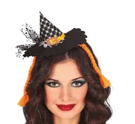 Dodatki do strojów karnawałowych - Opaska mini kapelusz czarownicy z warkoczykami - miniaturka - grafika 1