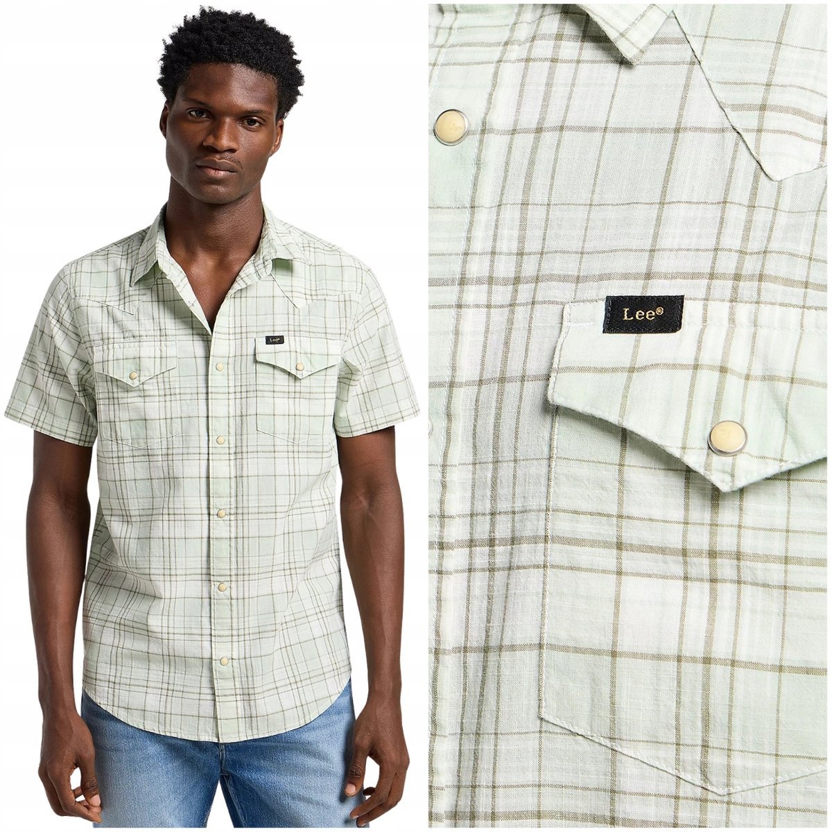 Lee WESTERN SHIRT Mercantile BAWEŁNIANA KOSZULA W KRATĘ KRÓTKI RĘKAW S