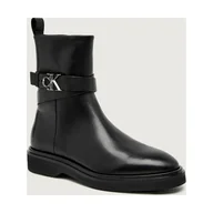 Botki damskie - Calvin Klein Skórzane botki - miniaturka - grafika 1