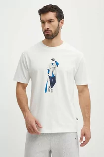 Koszulki męskie - New Balance t-shirt bawełniany męski kolor beżowy z nadrukiem MT41577SST - grafika 1