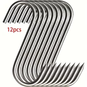 Inne - TEMU 40/20/12szt - Duże 18cm/7.08in Wysokiej jakości stal nierdzewna S-kształtne haczyki - Nowoczesne haczyki ściennego montażu w kształcie litery S, - miniaturka - grafika 1