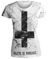 Bluzki damskie - bluzka damska AMENOMEN - BELIEVE IN YOURSELF (OMEN003DA WHITE ALLPRINT BLACK)-XL - miniaturka - grafika 1