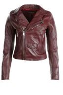 Kurtki damskie - Kurtka damska skórzana Chyston Ornella bordowa ramoneska-S - miniaturka - grafika 1