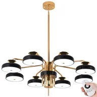 Oprawy, klosze i abażury - Lampa sufitowa LED XW816-8H z pilotem Regulacja barwy/jasności światła Akrylowy klosz Czarna/złota lakierowana metalowa rama - miniaturka - grafika 1