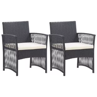 vidaXL Fotele ogrodowe z poduszkami, 2 szt., czarne, polirattan - Fotele i krzesła ogrodowe - miniaturka - grafika 1