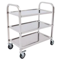 Wózki kuchenne - 3-poziomowy wózek do serwowania wózek kuchenny wózek do herbaty wózek do sprząa z 4 kółkami ze stali nierdzewnej （85 * 45 * 90 cm） - miniaturka - grafika 1