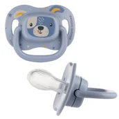 Smoczki uspokajające - Canpol Babies Silikonowy Smoczek Symetryczny 6-18 m CUTE ANIMALS Niebieski - miniaturka - grafika 1