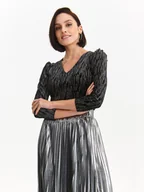 Bluzki damskie - Bluzka damska bluzka długi rękaw czarna - SBD1519CA dopasowana, z długim rękawem - TOP SECRET - Odzieżowy sklep internetowy TOP SECRET - miniaturka - grafika 1