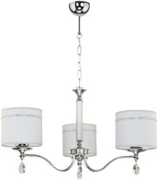 LAMPA WISZĄCA trzypunktowa białe klosze rama chrom z kryształami klasyczna JULIA JU 3 H Jupiter - Lampy sufitowe - miniaturka - grafika 1