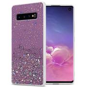 Etui i futerały do telefonów - Pokrowiec Do Samsung Galaxy S10 4G Etui w Fiolet z Brokatem Glitter Obudowa Case Cover TPU Cadorabo - miniaturka - grafika 1