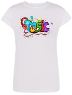 Koszulki i topy damskie - T-Shirt damski kolorowy nadruk MUSIC r.M - miniaturka - grafika 1