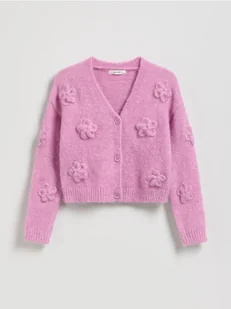 Reserved - Kardigan z kwiatową aplikacją - fioletowy - Swetry dla dziewczynek - miniaturka - grafika 1