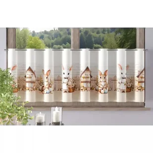 Zazdrostka woalowa drukowana Kolorowy Królik wys. 50 cm - 50 cm - Firany - miniaturka - grafika 1