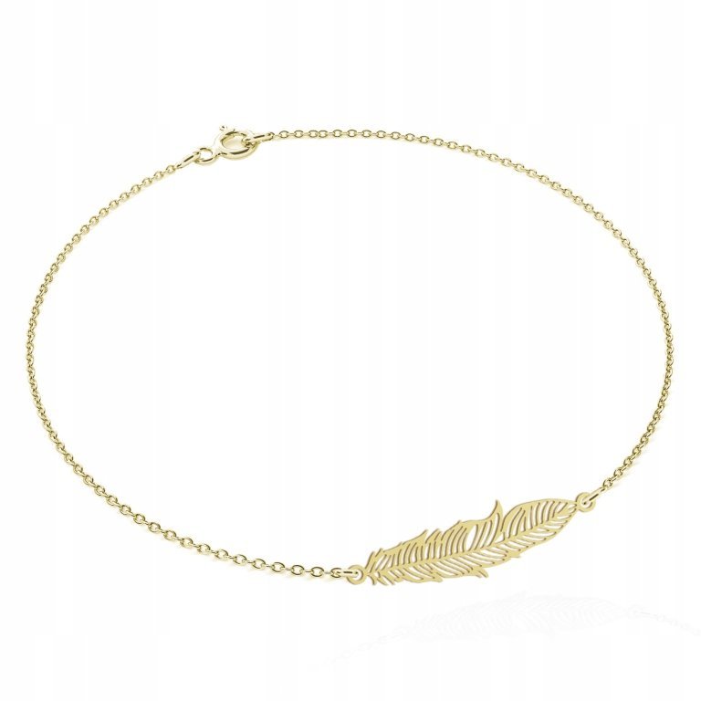 Pozłacana Bransoletka PIÓRKO DEDYKACJA GRATIS