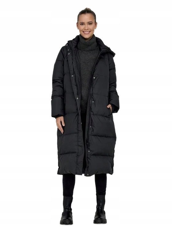 ONLY PŁASZCZ DAMSKI PUCHOWY CZARNY Z KAPTUREM L 6BA