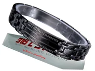 Bransolety męskie - CZARNA BRANSOLETA MĘSKA STAL CHIRURGICZNA 316L - miniaturka - grafika 1