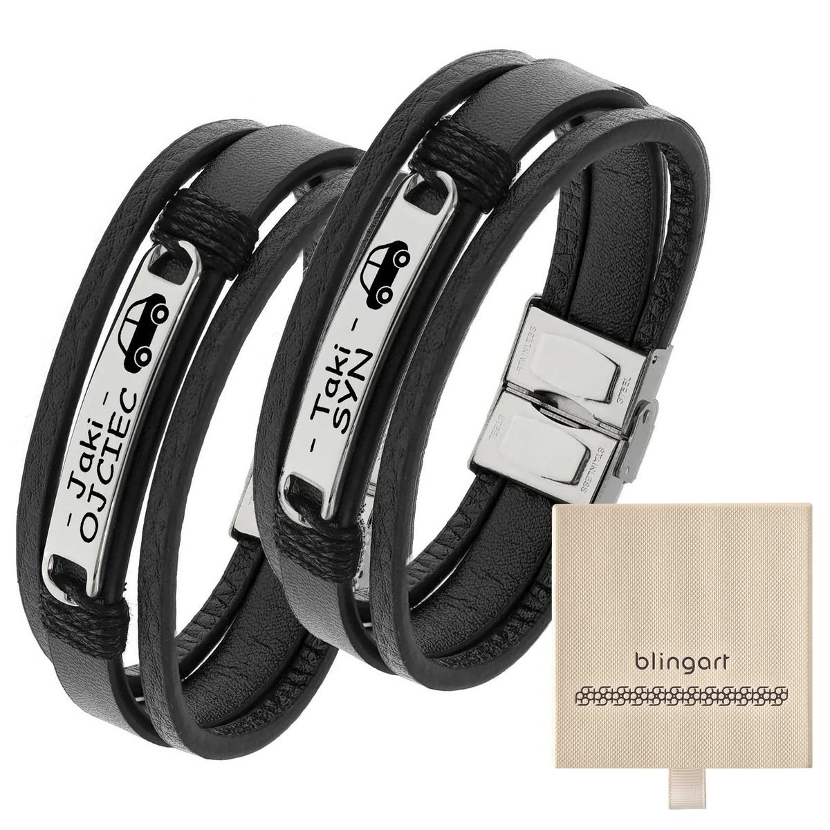 Dwie bransoletki dla Taty i syna z grawerem