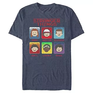 Koszulki męskie - Stranger Things Męski t-shirt 8-bitowy Stranger Short Sleeve Vintage Heather Navy, XXL, granatowy w stylu vintage, XXL - grafika 1