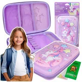 Piórniki - Duży Piórnik Dzkolny Rozkładany Jednorożec 3D na Zamek dla Dzieci Z1073 - miniaturka - grafika 1