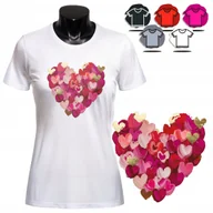Koszulki i topy damskie - KOSZULKA DAMSKA Z NADRUKIEM T-SHIRT - WZÓR SERCE RÓŻOWE XOXO PREZENT - XS - miniaturka - grafika 1