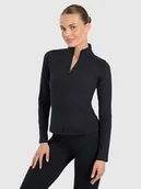 Bluzy damskie - 4F Bluza treningowa slim szybkoschnąca damska - czarna L - miniaturka - grafika 1