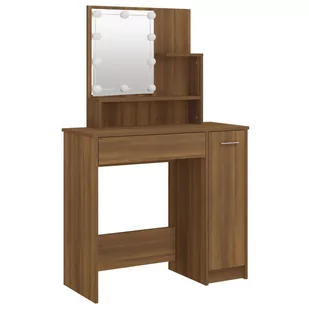 Lumarko Toaletka z LED, brązowy dąb, 86,5x35x136 cm - Toaletki - miniaturka - grafika 4