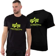 Odzież taktyczna i umundurowanie - Koszulka Alpha Industries Basic Neon Print 100501NP 478 - Czarna - miniaturka - grafika 1