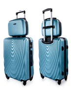 Walizki - Średnia walizka PELLUCCI RGL 663 M + KUFEREK Metaliczno niebieska - miniaturka - grafika 1