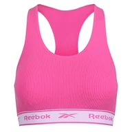 Koszulki i topy damskie - Reebok Damski bezszwowy prążkowany top ze zdejmowanymi podkładkami, bez fiszbin z markowym elastycznym ściągaczem i wycięciem na plecach w kolorze różowym, różowy, L - miniaturka - grafika 1