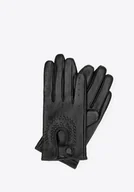 Rękawiczki - Damskie rękawiczki samochodowe ze skóry naturalnej czarne - miniaturka - grafika 1