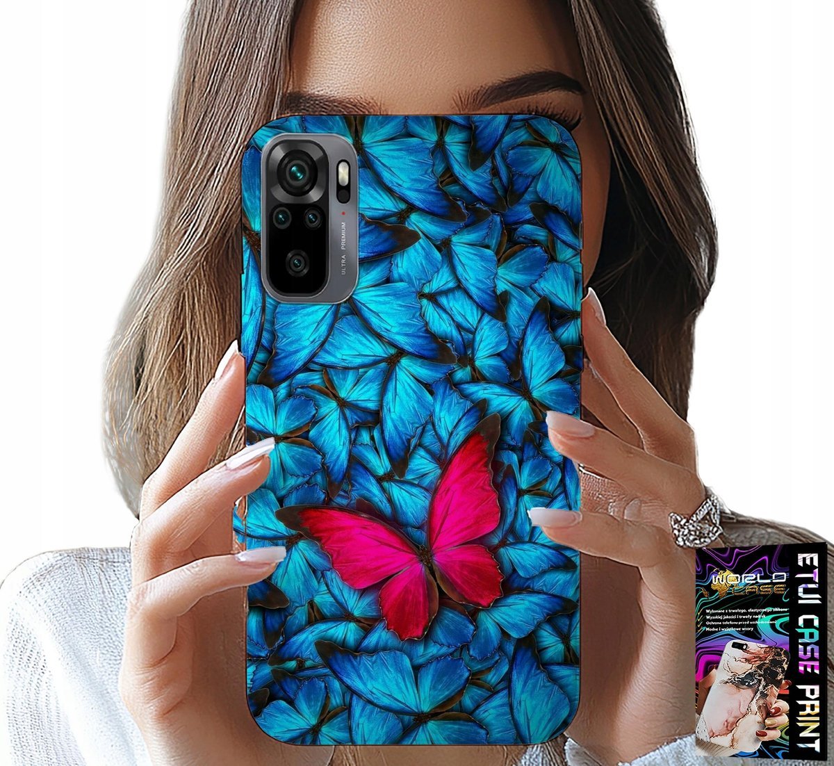 ETUI DO XIAOMI NOTE 10 / 10S - NIEBIESKIE MOTYLKI, MOTYL, KOBIECE WZORY