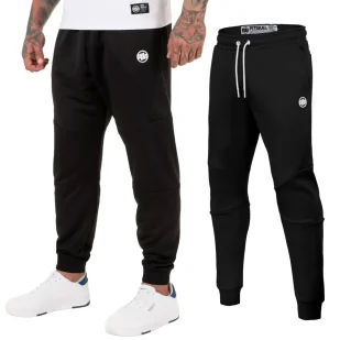 Spodnie dresowe Pit Bull Oldschool Polly-Terry Small Logo '24 - Czarne 3XL - Odzież taktyczna i umundurowanie - miniaturka - grafika 1