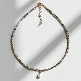 Basic choker : jasper & pearl : jaspis i perła - Naszyjniki - miniaturka - grafika 1