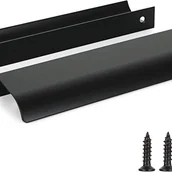 Zawiasy, okucia i inne akcesoria - 2 sztuki czarnych uchwytów do szafek kuchennych ze stopu aluminium, otwór 320 mm, ze śrubami - miniaturka - grafika 1