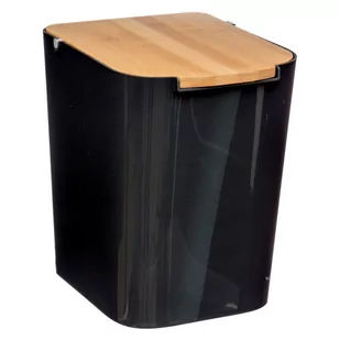 5five Simple Smart Kosz łazienkowy na śmieci czarny z bambusową pokrywą 5l 155924C - Kosze na śmieci - miniaturka - grafika 1