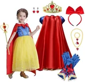 Stroje karnawałowe - Strój Kostium Przebranie Sukienka Królewna Śnieżka Bal Karnawał 134/140 Zestaw - miniaturka - grafika 1