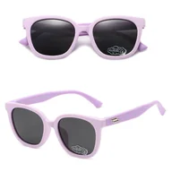 Okulary przeciwsłoneczne - Dziecięce 5-9 lat gumowe okulary przeciwsłoneczne polaryzacyjne POL-JR-66C fioletowe - miniaturka - grafika 1