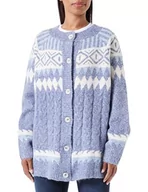 Swetry damskie - aleva Damski sweter z dzianiny z guzikami 15425018-AL04, niebieski, wielokolorowy, XL/XXL, niebieski wielokolorowy, XL-XXL - miniaturka - grafika 1