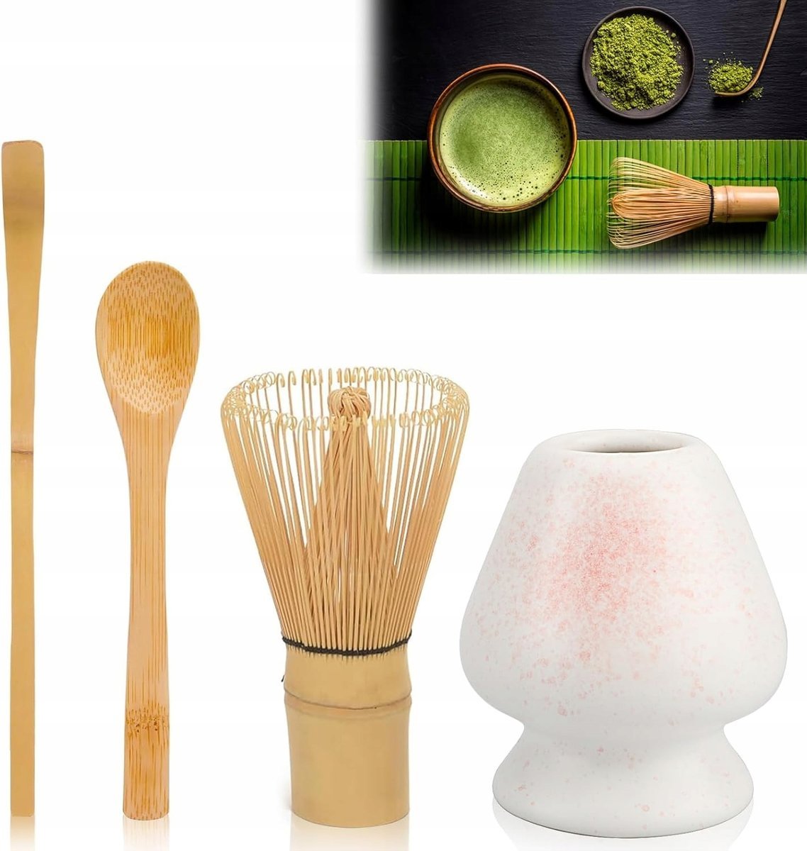 ZESTAW DO HERBATY MATCHA ELEGANCKI NA PREZENET KOMPLETNY 4 ELEMENTY
