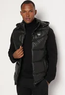 Kamizelki męskie - Czarna Kamizelka z Odpinanym Kapturem Wodoodporna Migolaine - miniaturka - grafika 1