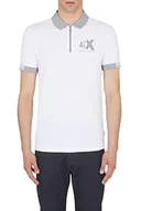 Bluzy męskie - Armani Exchange Męska bluza Sustainable, Slim Fit, Side Distorted Logo Polo Sweater, biała, ekstra mała, biały, XS - miniaturka - grafika 1