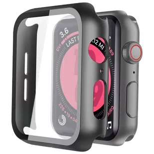 Etui obudowa 2w1 Alogy nakładka ze szkłem do Apple Watch 4/5/6/SE 44mm Czarna - Akcesoria do smartwatchy - miniaturka - grafika 1