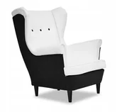 Fotele - Fotel uszak dwie tkaniny SYPIALNIA białoczarny - miniaturka - grafika 1