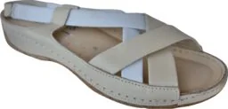 Skórzane sandały biało-beżowe obcas 3 cm nr 37 - Sandały damskie - miniaturka - grafika 1
