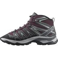 Koszulki i topy damskie - Salomon X Ultra Pioneer Mid Gore-Tex damskie buty outdoorowe, w każdych warunkach pogodowych, bezpieczne trzymanie stopy, Winetasting Magnet Granit Green, 43 1/3 EU - miniaturka - grafika 1