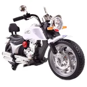 Jeździki dla dzieci - Import SUPER-TOYS SUPER-TOYS MEGA MOTOR CHOPPER GAZ W MANETCE MIĘKKIE SIEDZENIE/BLF916  BLF-916-BIAŁY - miniaturka - grafika 1