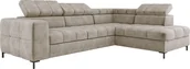 Pościel - Nowoczesna sofa narożna PABLO 279x201 cm, rozkładana Z regulowanymi zagłówkami, pojemnikiem na pościel, solidnymi metalowymi nóżkami, wysokiej jakości tkaniną CLOUD W różnych kolorach, odpowiedni układ, kolor BEIGE - miniaturka - grafika 1