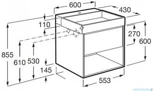 Roca Tura Unik zestaw szafka z umywalką 60x43x60 BIAŁY MAT A852025558 - Szafki łazienkowe - miniaturka - grafika 2