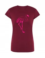 Koszulki i topy damskie - T-Shirt damski nadruk różowy FLAMING r.XL - miniaturka - grafika 1